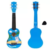ECO TOYS Ukulele drvena gitara za decu sa 4 najlonske žice i trzalicom plava – ecotoys
