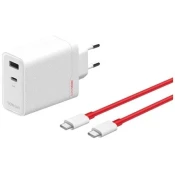 OnePlus SUPERVOOC 120W Dual USB-A + USB-C Potovalni polnilec + USB-C/USB-C kabel bel
