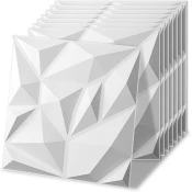 Netscroll 3D stenske plošče, 10-delni set dekorativnih tapet 30x30 cm, mat bela PVC, lahke, ognjevarne, za dom, kuhinjo, steno za TV, strop, lahko se barvajo, vodoodporne, ReliefWallpaper