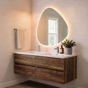 Skye Decor Set kupatilskog ormarica sa umivaonikom i ogledalom, 2 dela, Braon