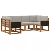 Set vanjskih sofa 6 kom. Prirodna i svjetlosiva