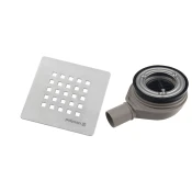 TRENECA odtok za prho, dia. 90 mm, DN40, pokrov iz nerjavečega jekla - Nerjaveče jeklo mat - Polysan - 24 - Plastika - 90 - 14