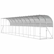 vidaXL Kokošja kletka ob steni Srebrna 600 x 150 x 215 cm
