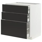 METOD / MAXIMERA Pod.elem.3front/2dnj/1srd/1vis.fiok, bela/Nickebo boja antracita, mat, 80x60 cm
