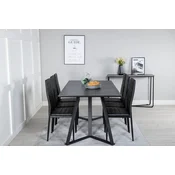 Venture Design Jedilna miza in stol komplet Marina in miza Slim 75x180x90 cm stol 48x98x42 cm črna