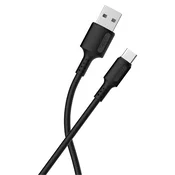 Adda USB-200-BK Fusion Charge+Data crni USB-a na Type-C 3.1A Premium TPE 1.2m