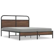 Vidaxl Posteljni okvir brez vzmetnice 150x200 cm rjav hrast inž. les