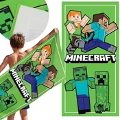 sarcia.eu Minecraft Gaming, HITRO SUŠEČA Plažna, kopalna brisača ZA FANTKA, mikrovlakna 70x140 cm OEKO-TEX
