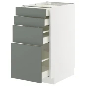 METOD / MAXIMERA Podni element 4 fronta/4 fioke, bela/Nickebo mat sivozelena, 40x60 cm
