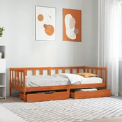 Krevet na dan s uzglavljem 3 pcs Vosak smeda Cvrsto borovo drvo