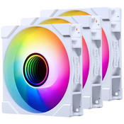 Phanteks M25 Gen2 D-RGB PWM Ventilator – 120 mm, bel (3 kosi, povratni pretok zraka)