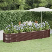 Povišena vrtna gredica od pocincanog celika 368x80x68 cm smedi