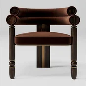 Casa Padrino luxury dining chair with armrests brown/dark brown/brass 69 x 63 x H. 72 cm - Kitchen chair with elegant velvet fabric - Dining room furniture - Luxury furniture