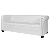 VIDAXL kavč/trosed Chesterfield, bel