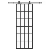 shumee vidaXL Drsna vrata z opremo črna 76x205 cm ESG steklo