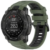Silikonski pas Techsuit W077 za Garmin Instinct 3 50mm/Instinct 3 50mm Solar - zelen/črn