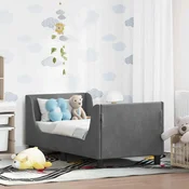 vidaXL Posteljica za malčke z vzglavjem Temno siva 70 x 140 cm Žamet