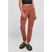 Womens Terracotta Cargo High-Waisted Trousers