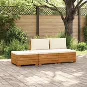 Set vanjskih sofa s jastukom 3 Komad Smeda Cvrsto drvo akacije