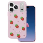Onasi Jagoda silikonski ovitek za iPhone 17 Pro - roza