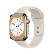Apple Watch Series 8 OLED 45 mm Digitalno 396 x 484 pikseli Ekran osjetljiv na dodir 4G Zlatno Wi-Fi GPS