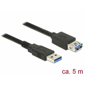 Delock Delock USB 3.0 Podaljšek [1x Moški konektor USB 3.0 tipa A - 1x Ženski konektor USB 3.0 tipa A] 5 m Črna Pozlačeni konektorji