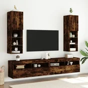 TV ormarici s LED svjetlima 2 kom boja hrasta 30,5x30x102 cm
