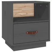 MAISON CHIC Nočna omarica - Nočna miza siva 40x34x45 cm trdna borovina, (21687033)