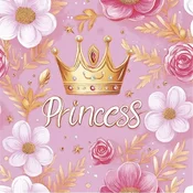 Prtički Rožnata princesa s krono, princesina rojstnodnevna zabava, 33x33cm, 20 kosov.