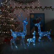 Akrilna obitelj sobova božicni ukras 300 LED plava
