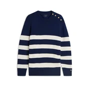 TOMMY HILFIGER Pulover New York Label Relaxed Breton Stripe  mornarska / bela
