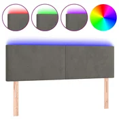 Vidaxl LED posteljno vzglavje temno sivo 144x5x78/88 cm žamet