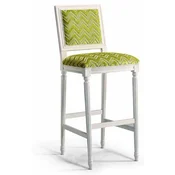 Casa Padrino Luxury Baroque Bar Chair Green/Ivory H. 113 cm - Made in Italy