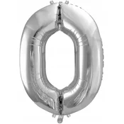 Folija balon številka 0, srebrn, 86 cm, 1 kos.