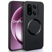 GS Ovitek za OnePlus 15, usnjen hibridni MagSafe, črn