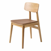 Jedilni stol iz umetnega usnja v konjak rjavi in naravni barvi Livo – Unique Furniture