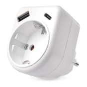 Delilec 1x, 1xUSB-A+1xUSB-C, bela