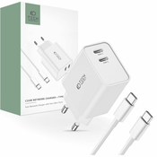 ZIDNI PUNJAC ZA MOBITEL I TABLET TECH-PROTECT C35W 2-PORT NETWORK CHARGER PD35W + TYPE-C CABLE WHITE