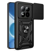 Robusna maska MaX-Armor s obrucem, metalnom plocicom i zaštitom zadnjih kamera za Xiaomi Redmi Note 15 Pro 5G - army black