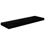 Plutajuca zidna polica visoki sjaj crna 80 x 23,5 x 3,8 cm MDF