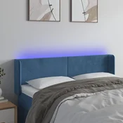 Vidaxl vidaXL Vzglavje postelje z LED diodo temno modro 147x16x78/88 cm žamet