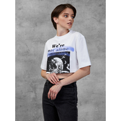 White Womens Cropped T-Shirt with Diesel Print - Women