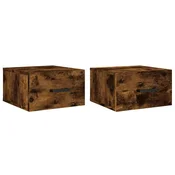 Vidaxl Stenska nočna omarica 2 kosa dimljeni hrast 35x35x20 cm