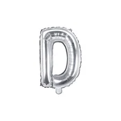 PartyDeco Folija balon črka D srebrn 35 cm