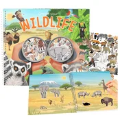 Kreativní knížka se sametovými samolepkami Wildlife, Se samolepkami