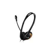 CANYON PC headset with microphone, volume control and adjustable headband, cable length 1.8m, Black/Orange, 163*128*50mm, 0.069kg