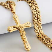 Moška verižica Zircon Kreuz - Zlata/60cm KP32531