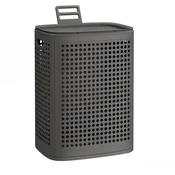 Songmics Košara za perilo s pokrovom 75 L temno siva