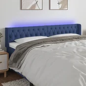 Vidaxl vidaXL Vzglavje postelje z LED modro 183x16x78/88 cm blago