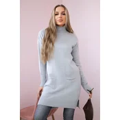 Sweater with stand-up collar light gray